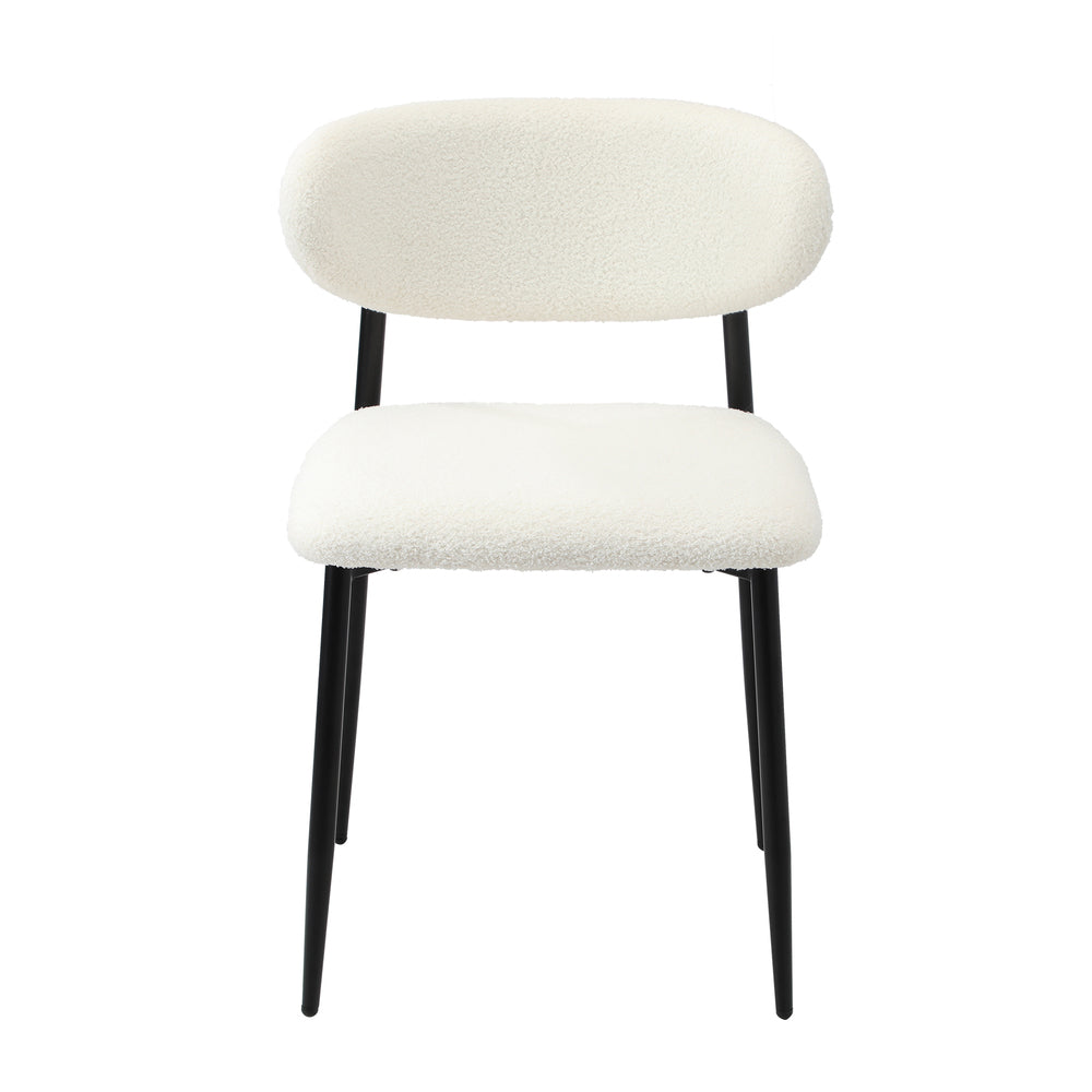 Set of 6 Dining Chairs Boucle Fabric Black & White Kitchen or Dining Room