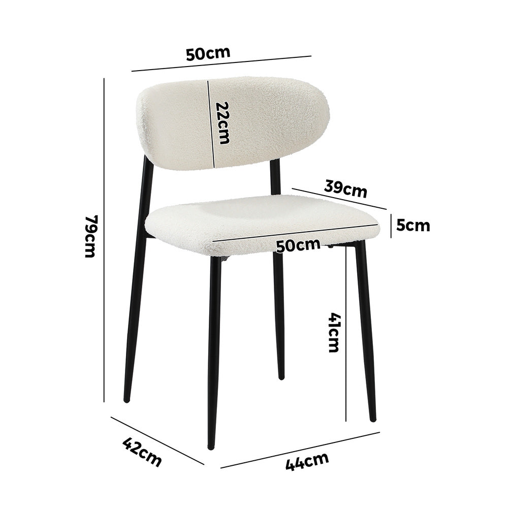 Set of 6 Dining Chairs Boucle Fabric Black & White Kitchen or Dining Room