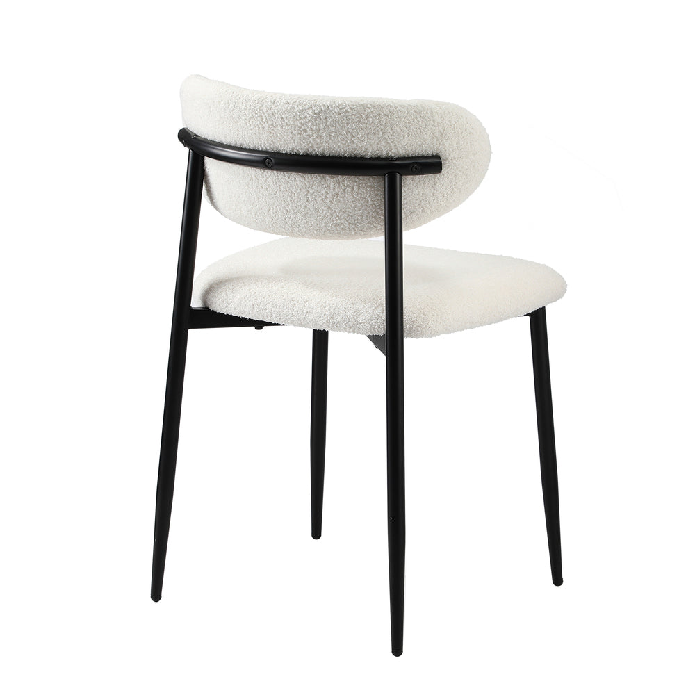 Set of 6 Dining Chairs Boucle Fabric Black & White Kitchen or Dining Room