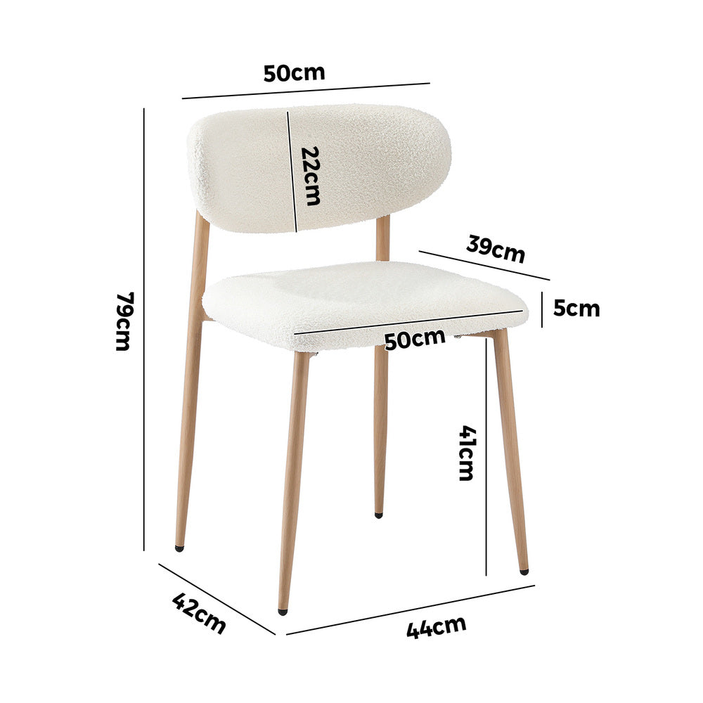 4x Dining Chairs Boucle Fabric Black&White