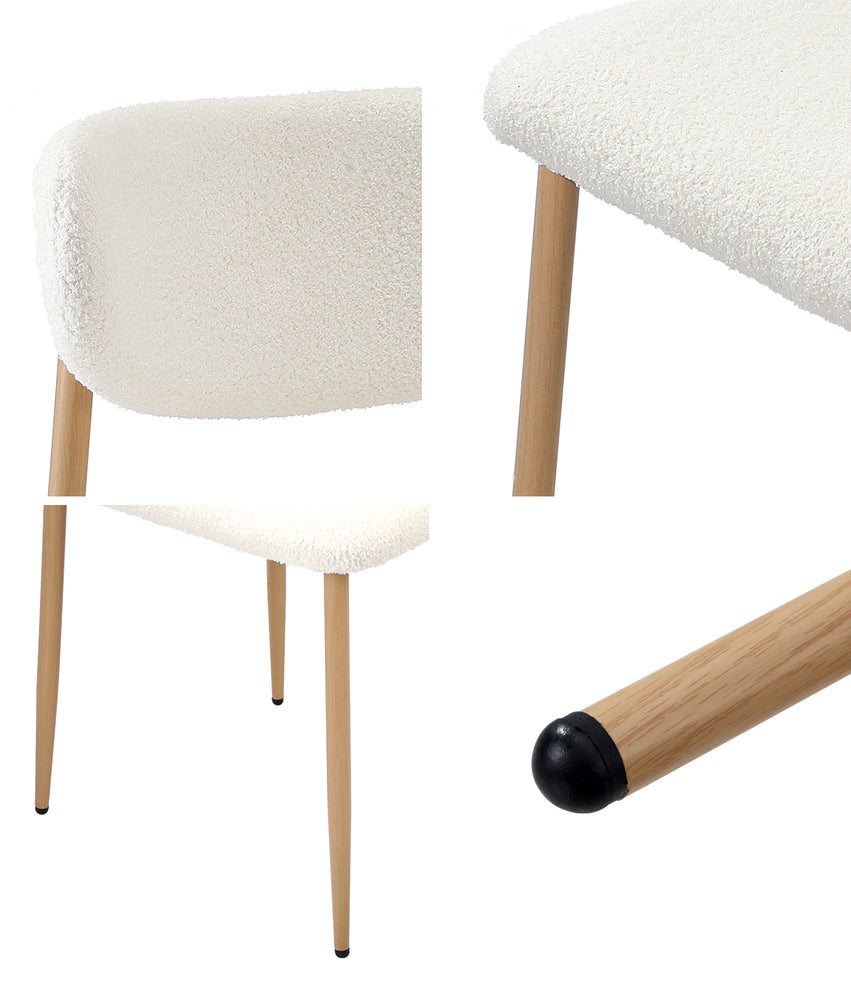 4x Dining Chairs Boucle Fabric Black&White