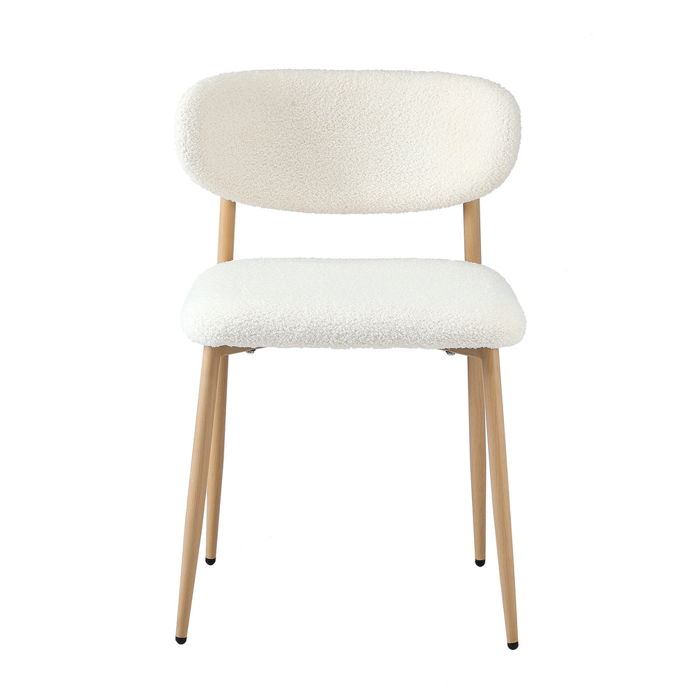 Set of 6 Dining Chairs Boucle Fabric Black & White Kitchen or Dining Room