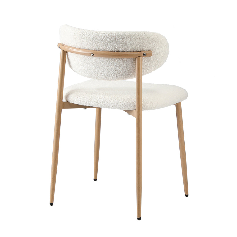 Set of 6 Dining Chairs Boucle Fabric Black & White Kitchen or Dining Room