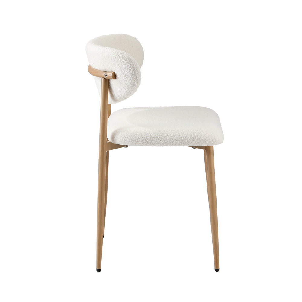 Set of 6 Dining Chairs Boucle Fabric Black & White Kitchen or Dining Room