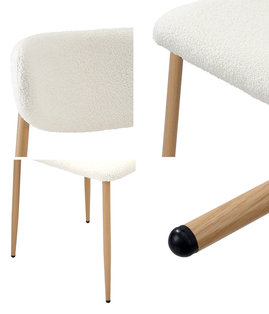 Set of 6 Dining Chairs Boucle Fabric Black & White Kitchen or Dining Room