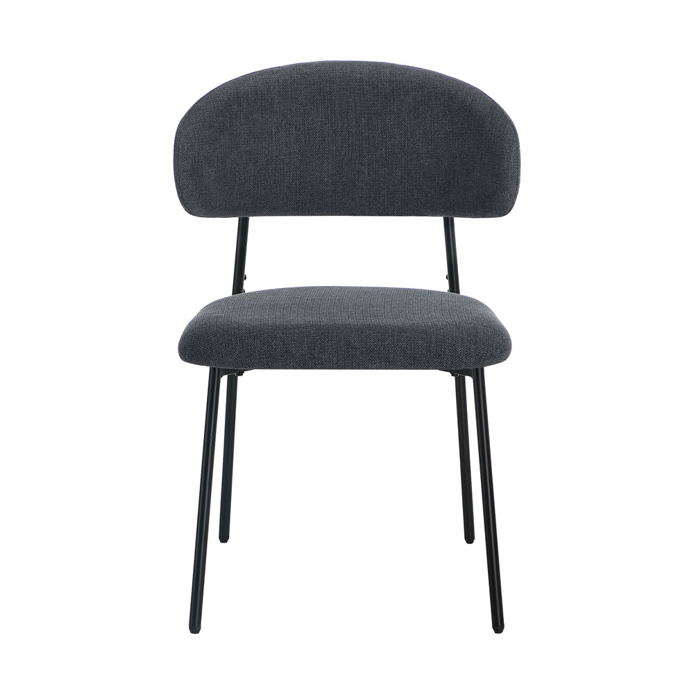 Dining Chair Linen Fabric Padded Seat Grey Modern Kitchen Furniture