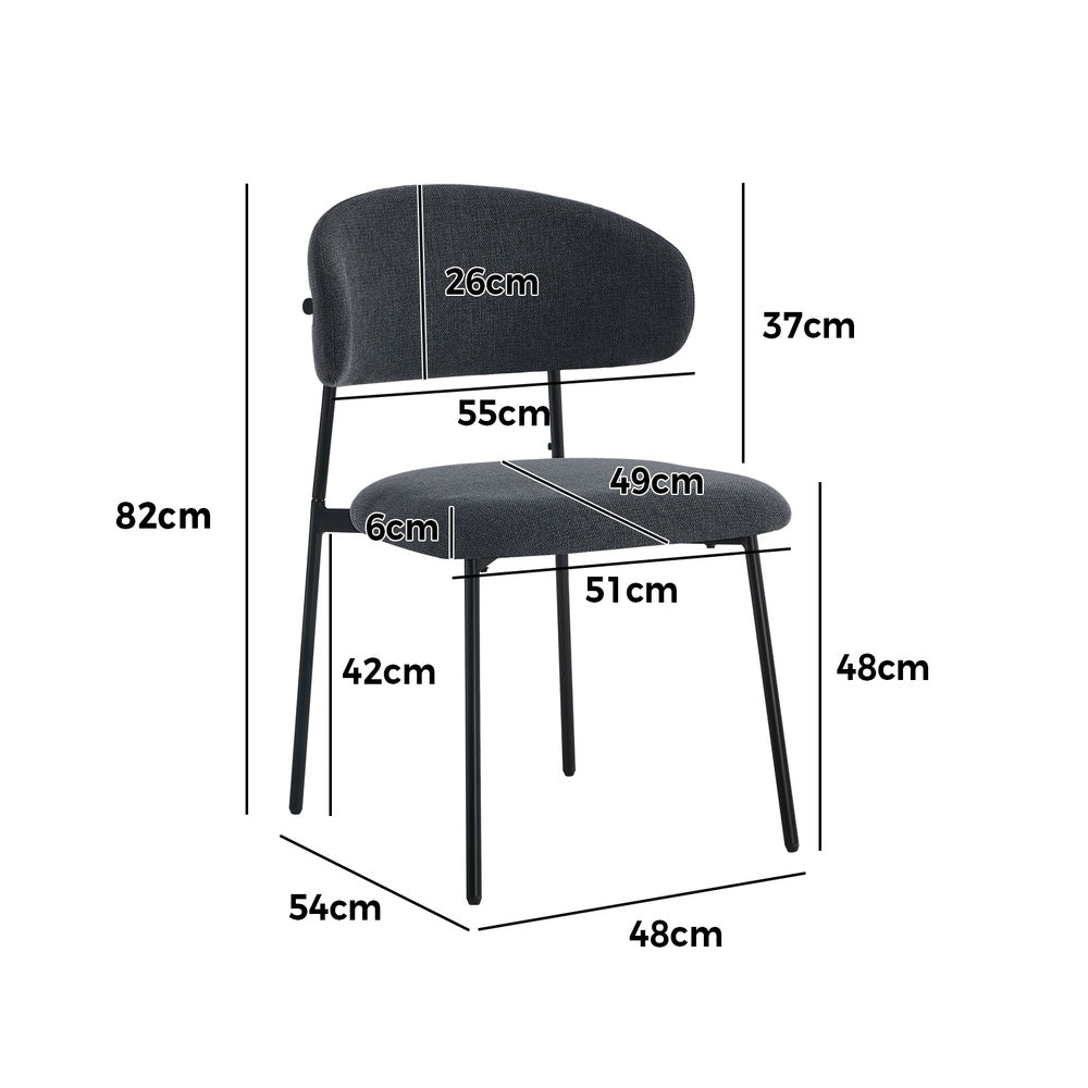 Dining Chair Linen Fabric Padded Seat Grey Modern Kitchen Furniture