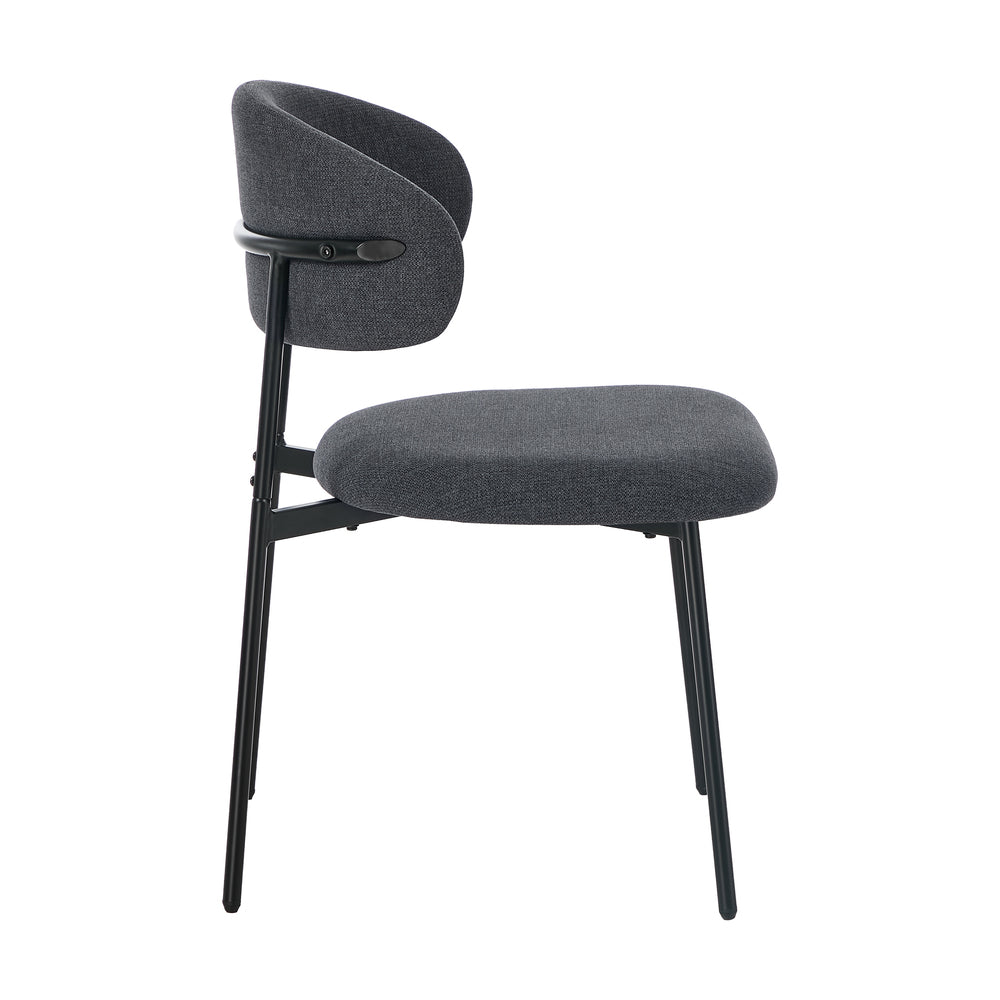 Dining Chair Linen Fabric Padded Seat Grey Modern Kitchen Furniture