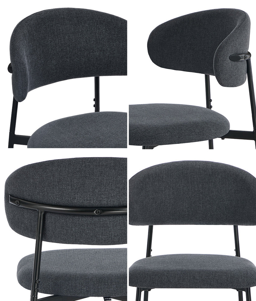 Dining Chair Linen Fabric Padded Seat Grey Modern Kitchen Furniture