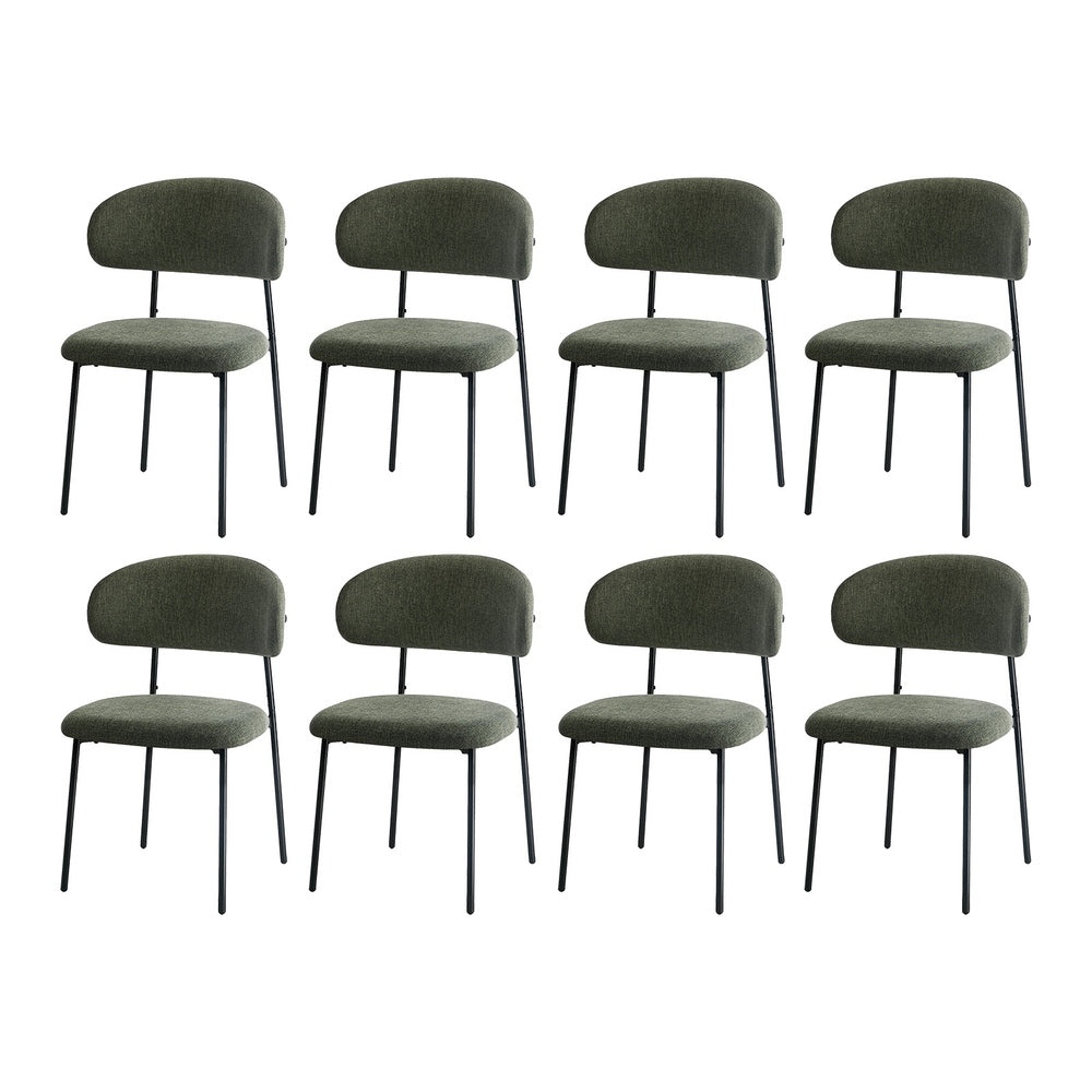 8x Dining Chairs Linen Fabric Accent Chair Green
