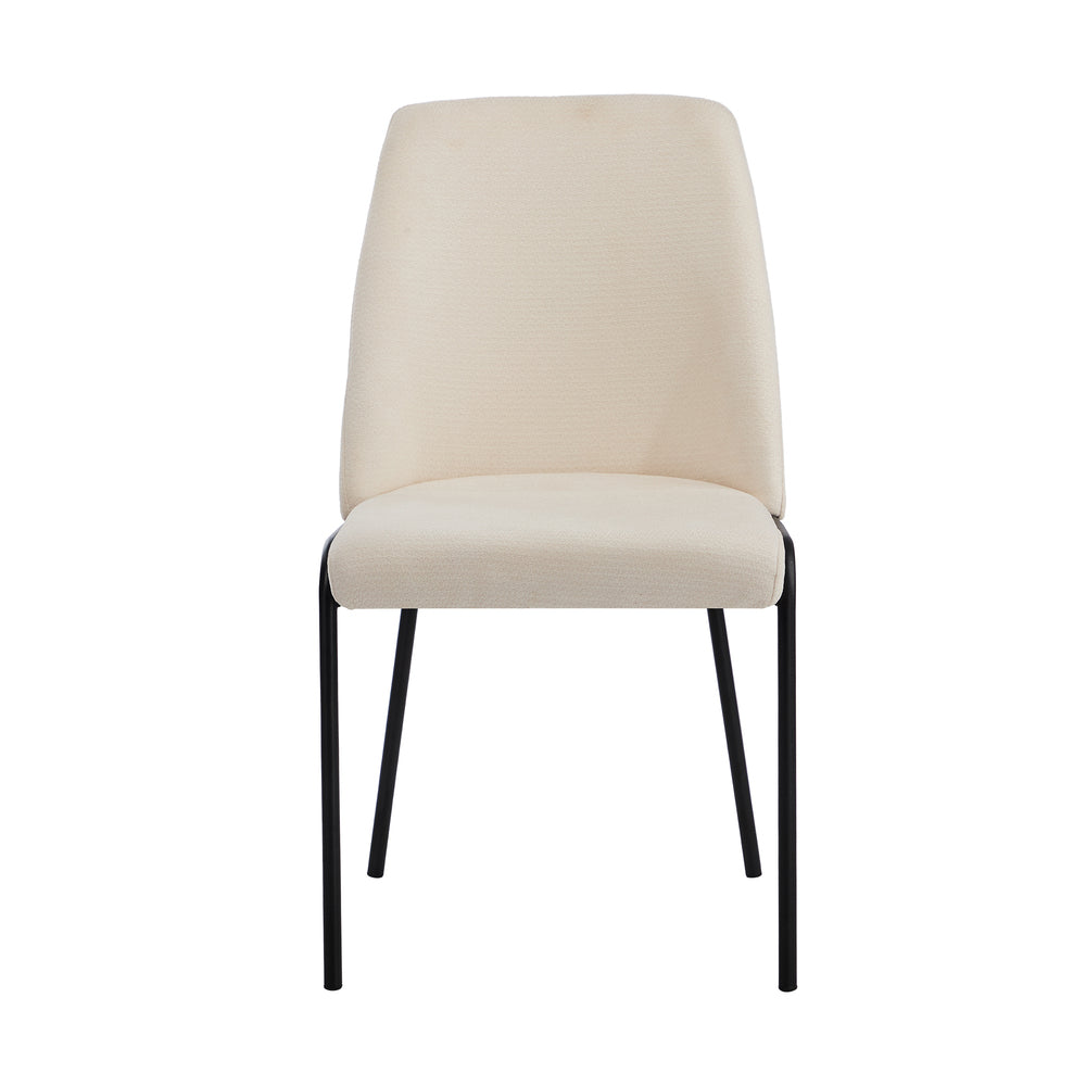 Set of 2 Dining Chairs Chenille Fabric Upholstered Padded Seat Beige Green & Grey