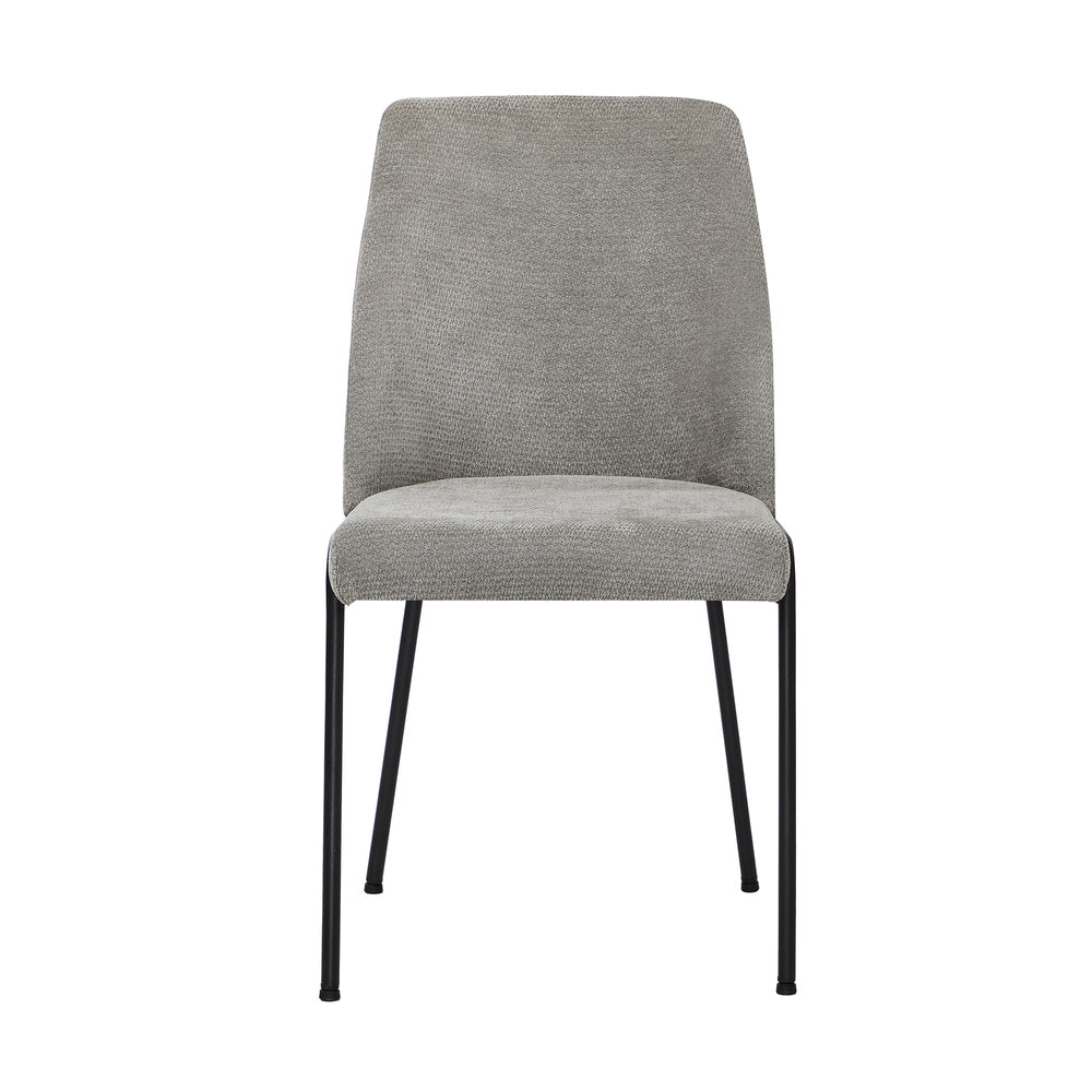 Set of 2 Dining Chairs Chenille Fabric Upholstered Padded Seat Beige Green & Grey