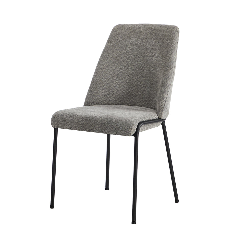 Set of 2 Dining Chairs Chenille Fabric Upholstered Padded Seat Beige Green & Grey