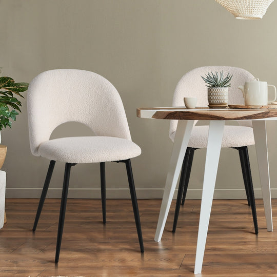 4Pcs/6Pcs Dining Chairs Accent Chair Armchair Sherpa White | Dining Chair