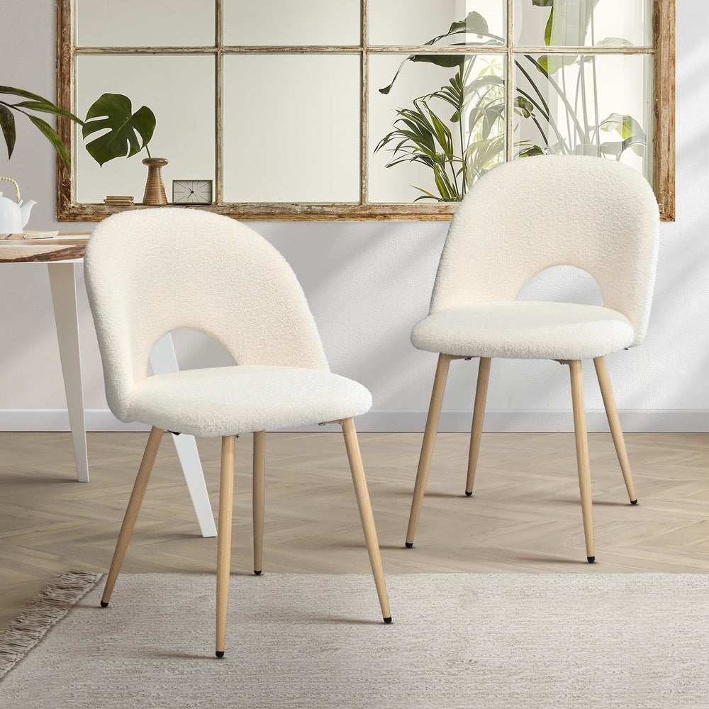 Dining Chairs Armchair Sherpa White