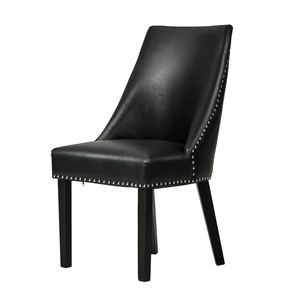 Dining Chair Set of 4,6,8 Black PU Leather with Winglet Padded Seat