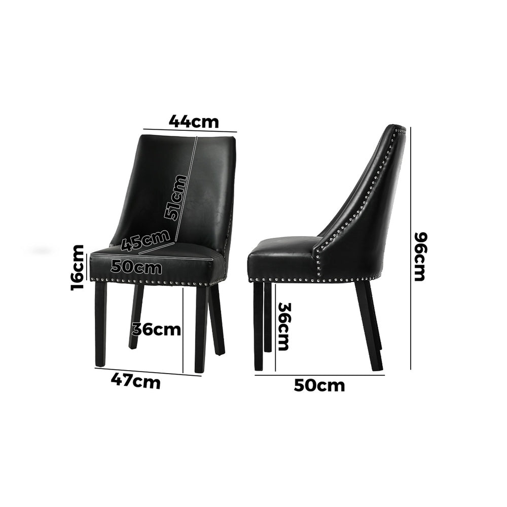 Dining Chair Set of 4,6,8 Black PU Leather with Winglet Padded Seat