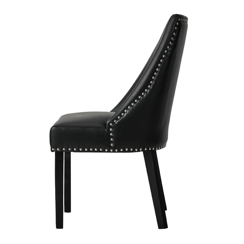 Dining Chair Set of 4,6,8 Black PU Leather with Winglet Padded Seat