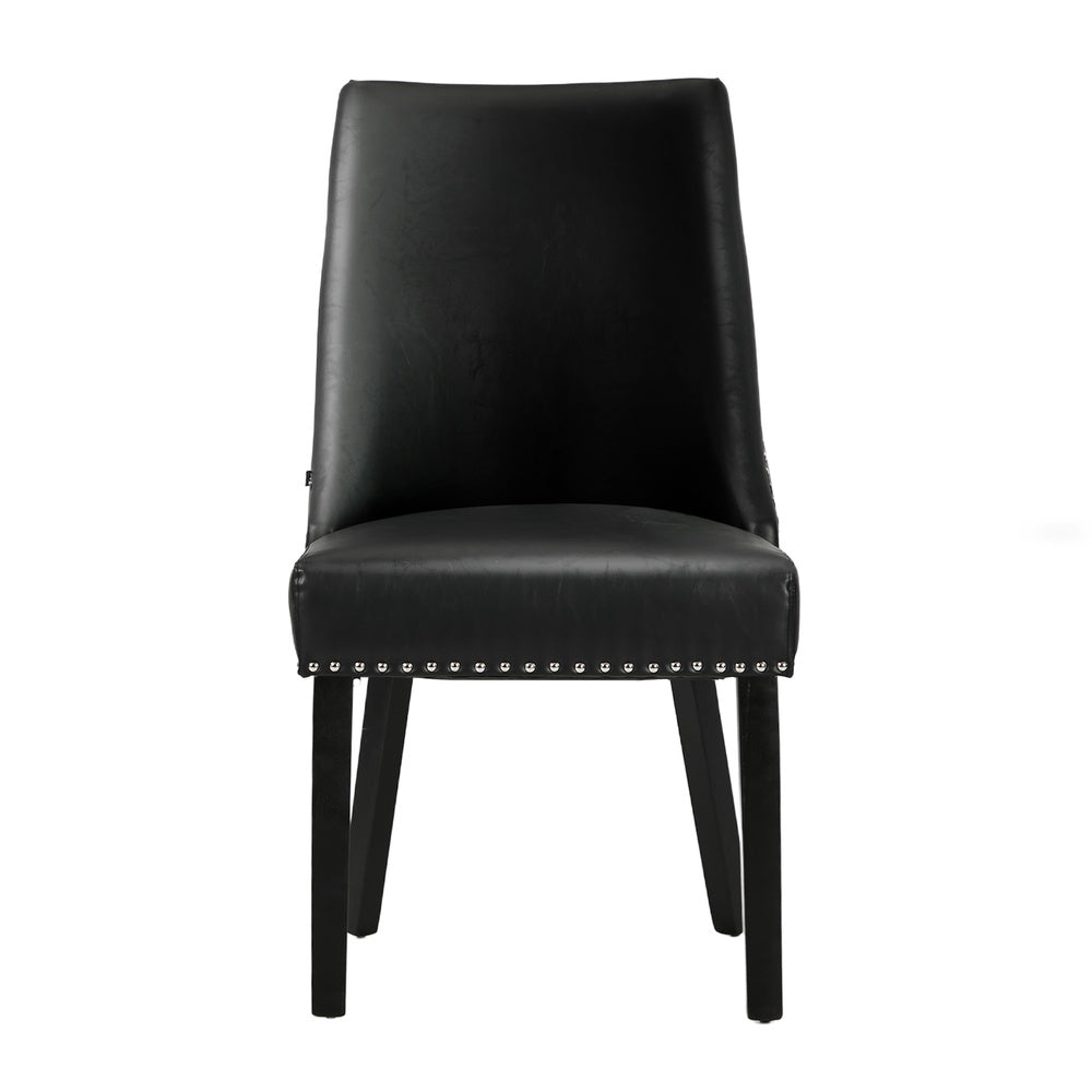Dining Chair Set of 4,6,8 Black PU Leather with Winglet Padded Seat