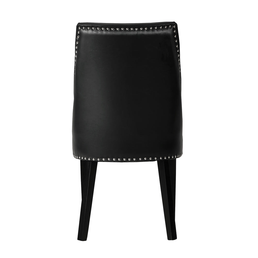 Dining Chair Set of 4,6,8 Black PU Leather with Winglet Padded Seat