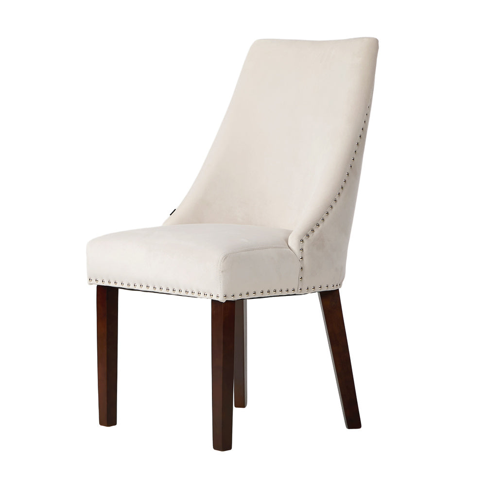 2PCs Velvet Dining Chair Kitchen Padded Seat Design Beige