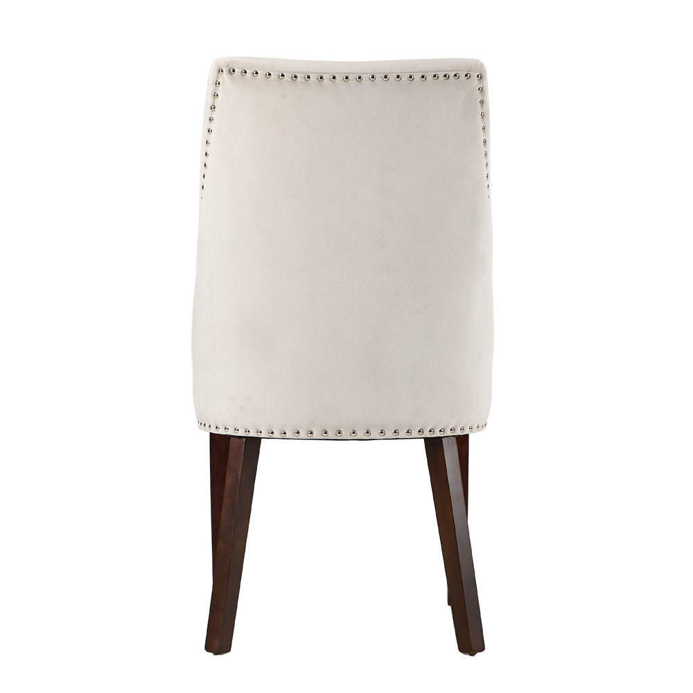 2PCs Velvet Dining Chair Kitchen Padded Seat Design Beige
