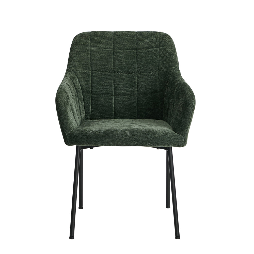 4x Dining Chairs Kitchen Armchairs Chenille Fabric Green