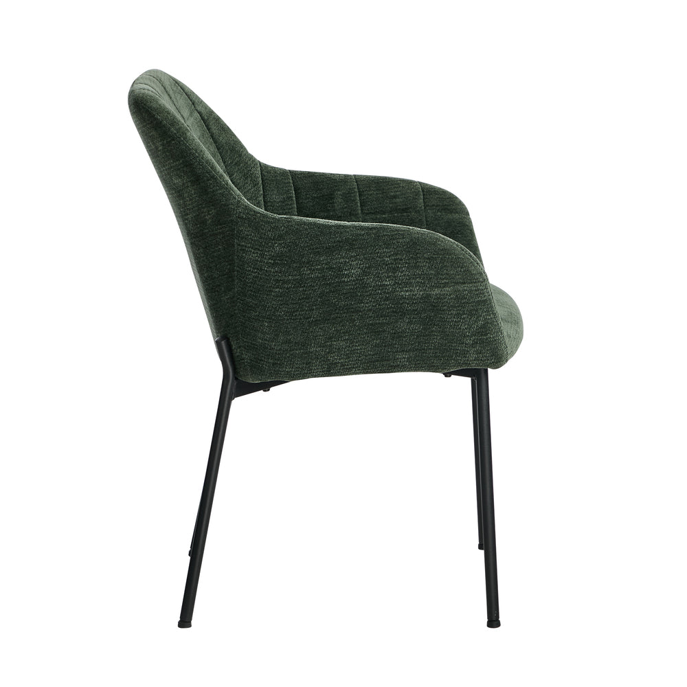 4x Dining Chairs Kitchen Armchairs Chenille Fabric Green