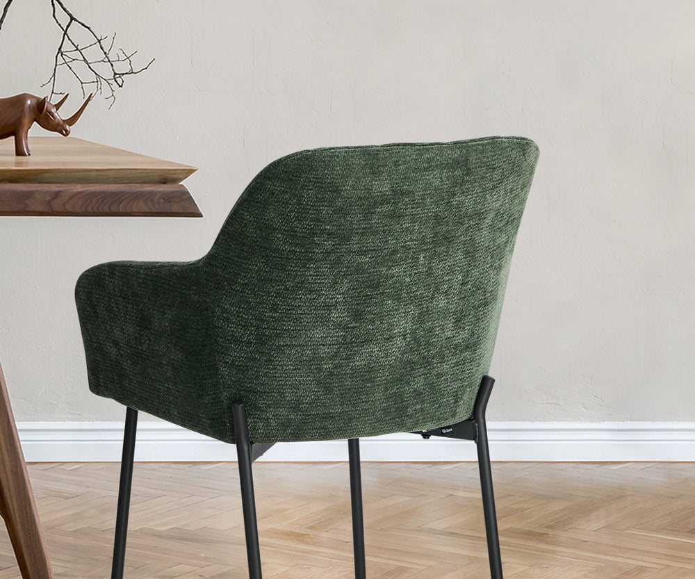 4x Dining Chairs Kitchen Armchairs Chenille Fabric Green