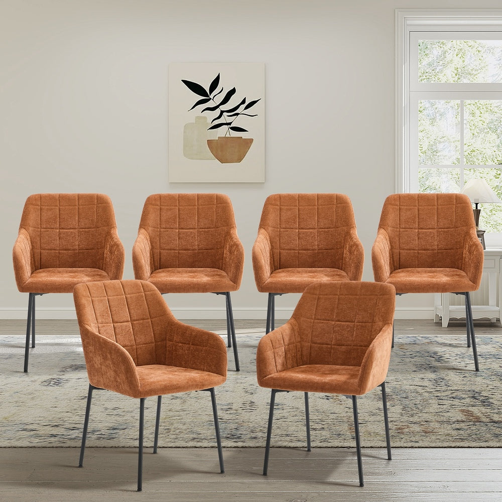 Dining Chairs Orange Chenille