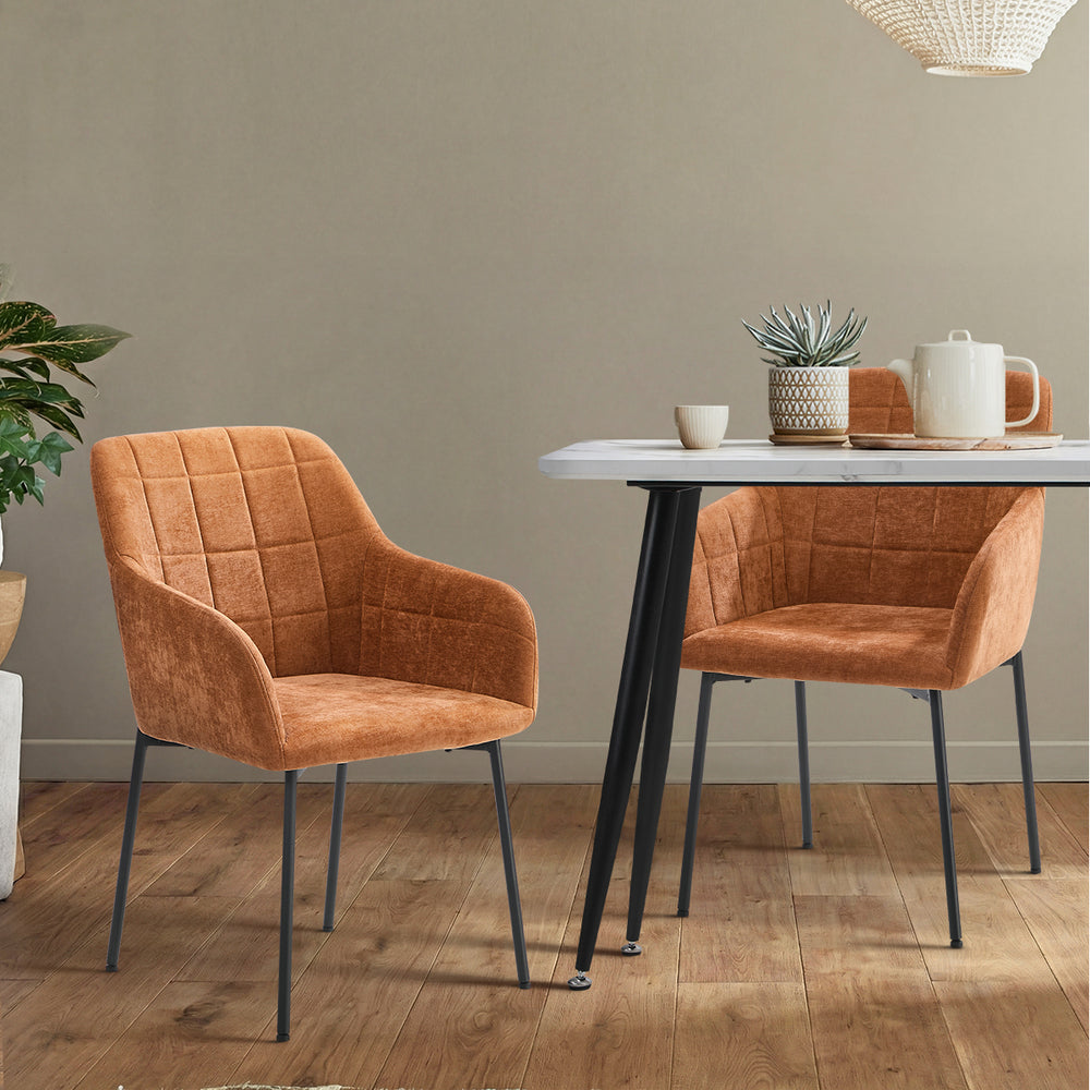 Dining Chairs Orange Chenille