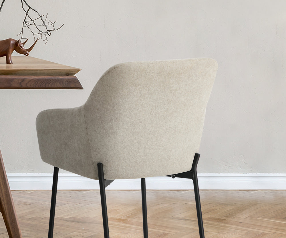 6x Dining Chairs Kitchen Armchairs Linen Fabric Beige