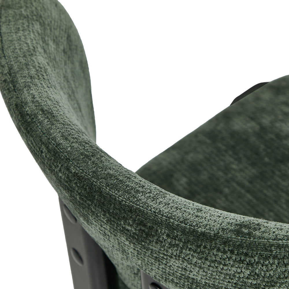4x Dining Chairs Chenille Kitchen Chair Padded Seat Green