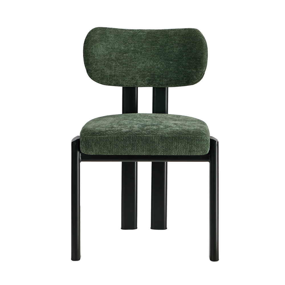 6x Dining Chairs Chenille Kitchen Chair Padded Seat Green