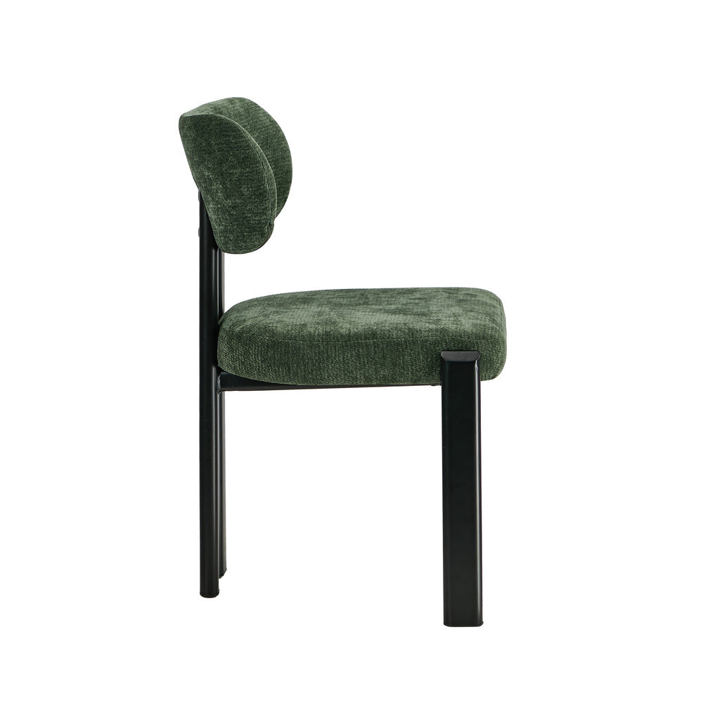 6x Dining Chairs Chenille Kitchen Chair Padded Seat Green