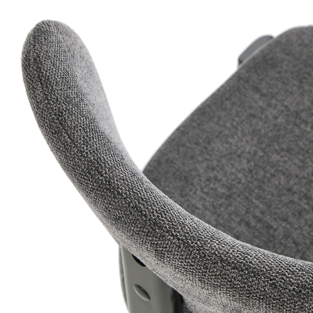 Dining Chair Set of 2 Grey Linen Fabric with Padded Foam Seat