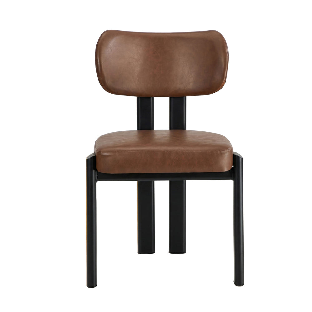 Faux Leather Dining Chairs Set 2 Brown | Simpledeals