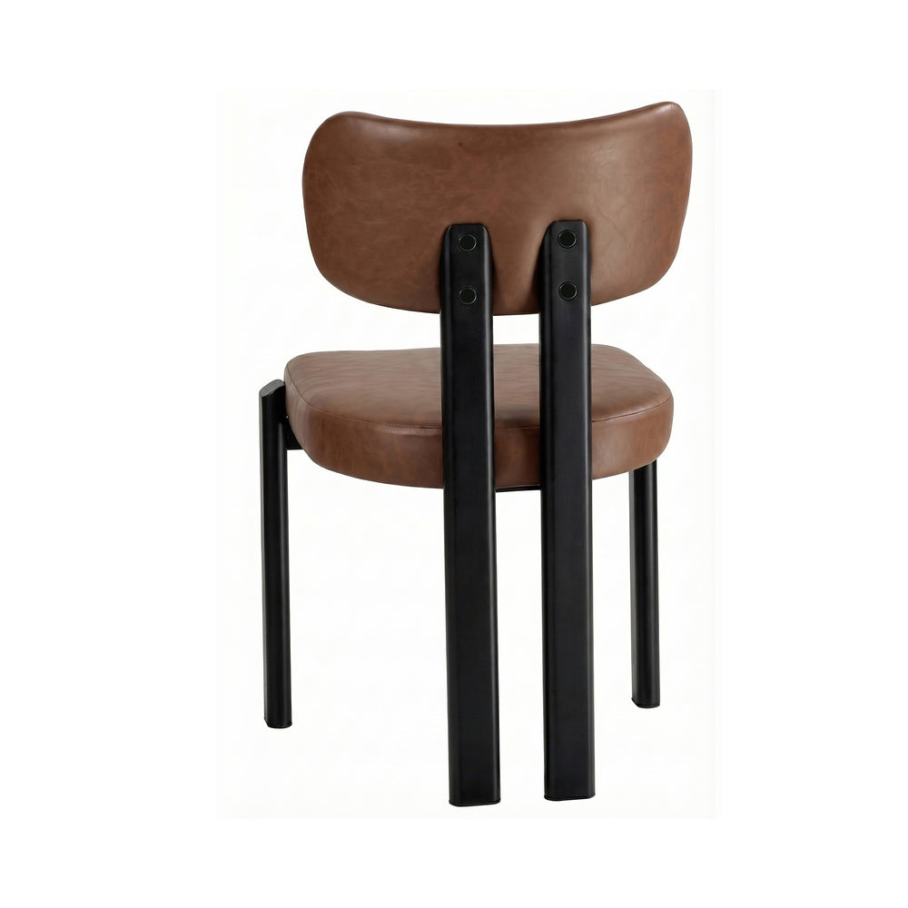Faux Leather Dining Chairs Set 2 Brown | Simpledeals