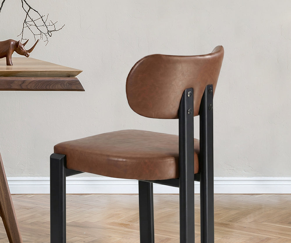 Faux Leather Dining Chairs Set 2 Brown | Simpledeals
