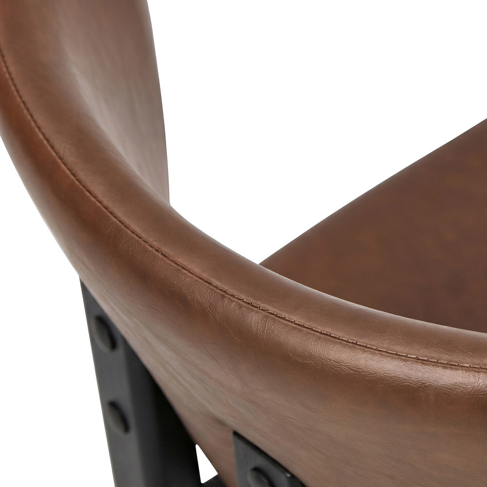4x Dining Chairs Faux Leather Kitchen Chair Padded Seat Brown