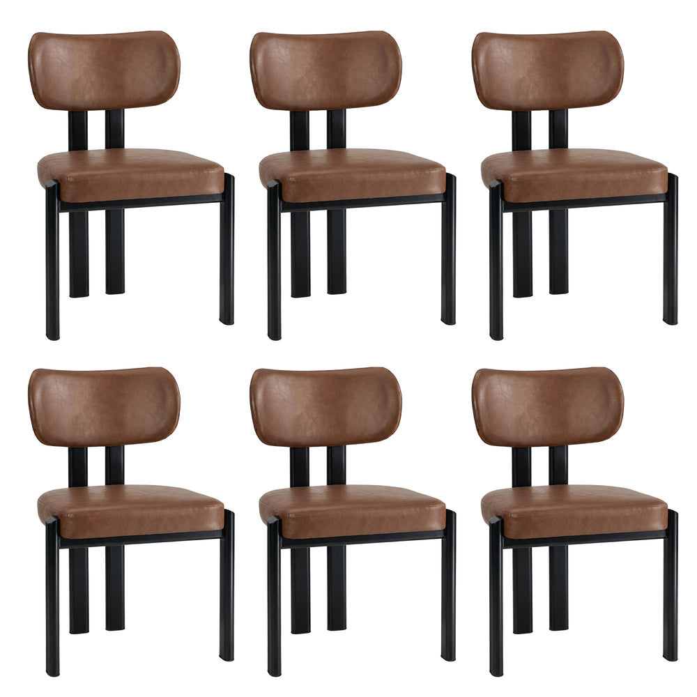 Faux Leather Dining Chairs Set of 6 Brown | Simpledeals