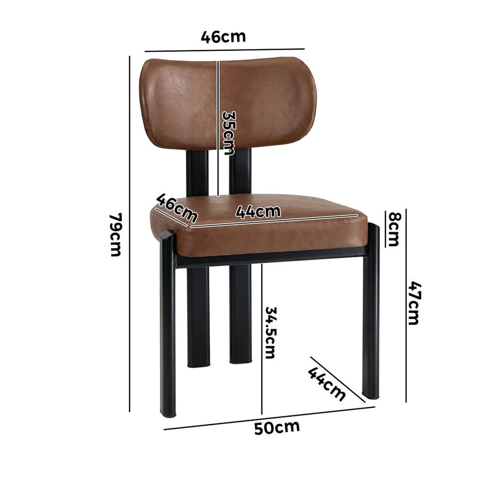 Faux Leather Dining Chairs Set of 6 Brown | Simpledeals