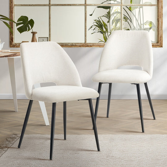 Dining Chair Set of 2 Linen Fabric Wraparound