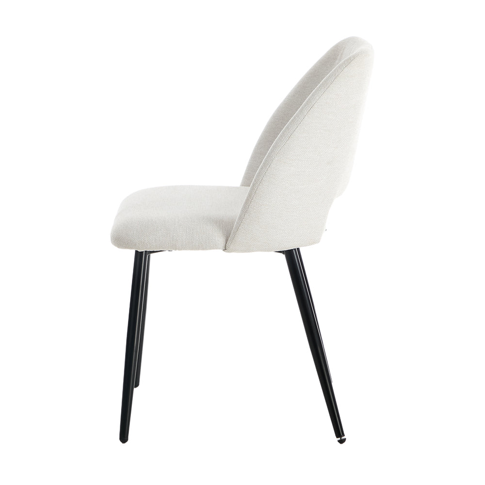 Dining Chair Set of 2 Beige/Grey Linen Fabric with Wraparound Padded Seat