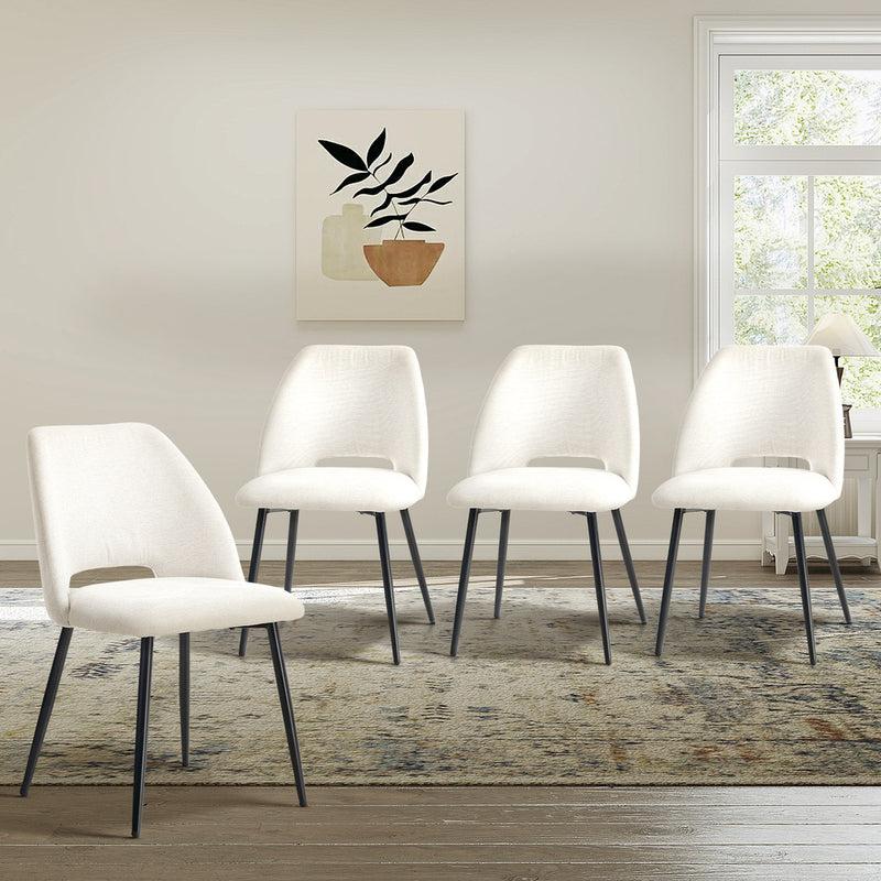Dining Chair Set of Beige Linen Fabric with Wraparound Padded Seat - Dining Chair - photo 19