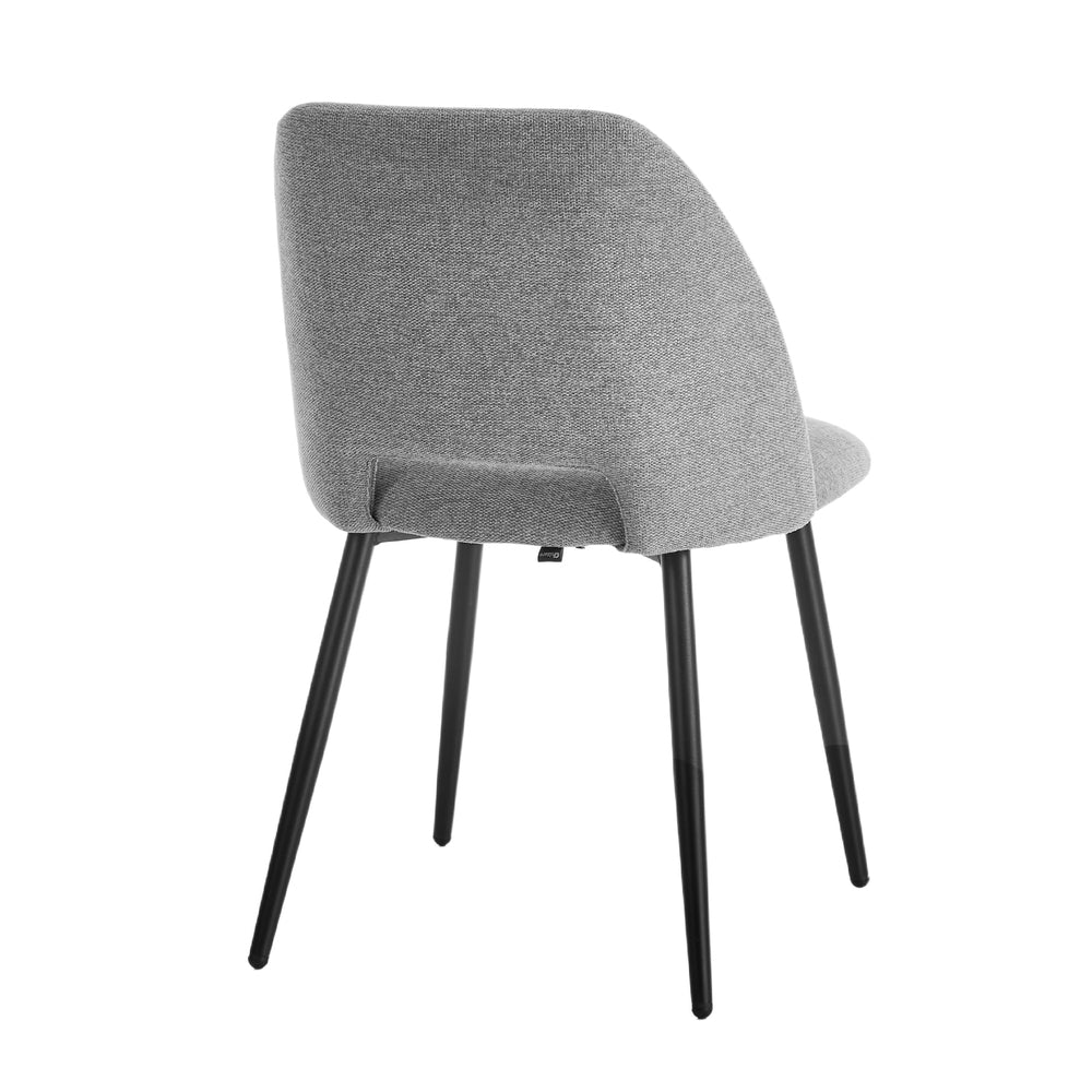 Dining Chair Set of 2 Beige/Grey Linen Fabric with Wraparound Padded Seat