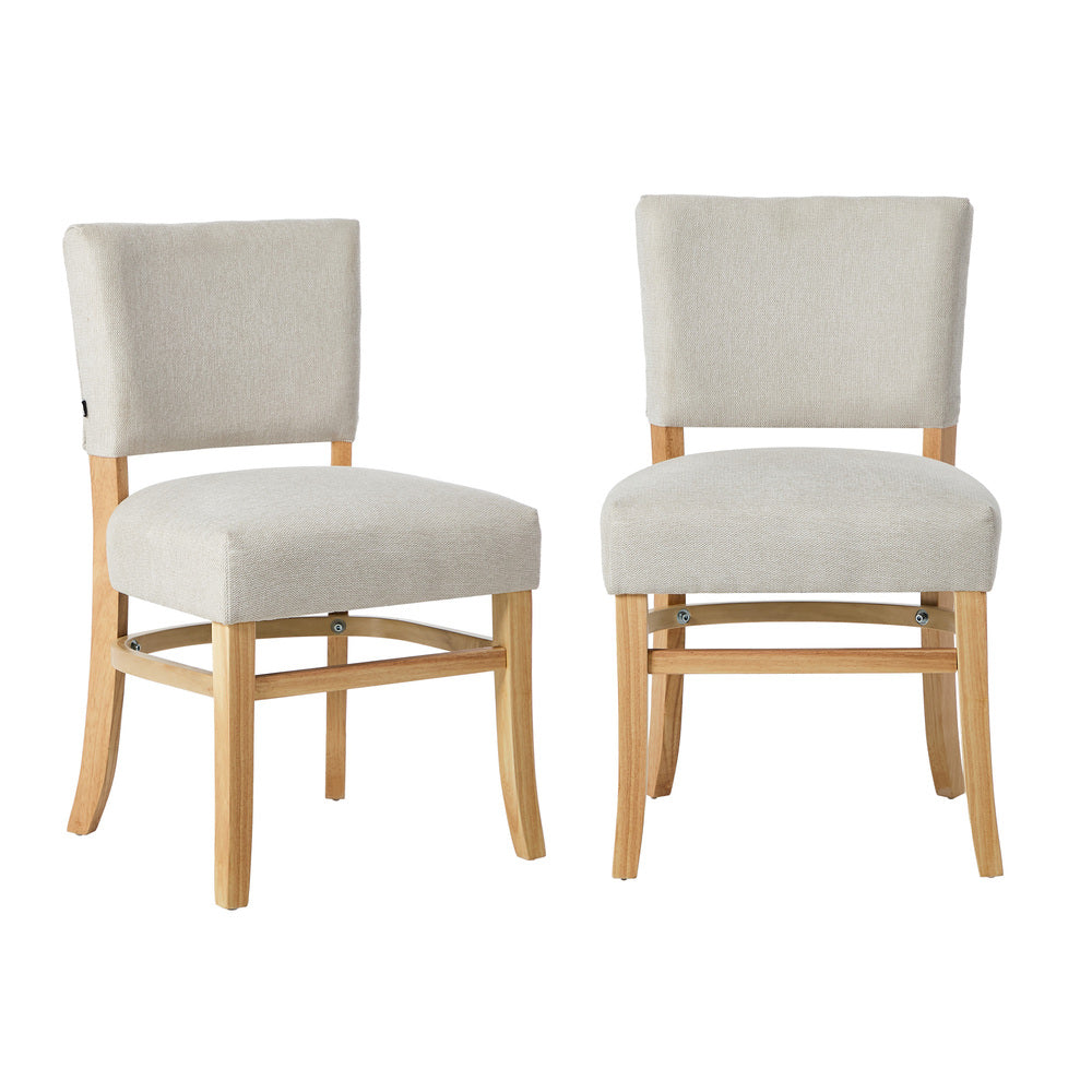 Beige Dining Chairs Rubberwood Set of 2 | Simpledeals