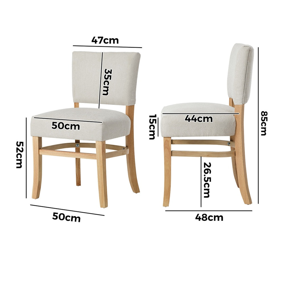 Beige Dining Chairs Rubberwood Set of 2 | Simpledeals