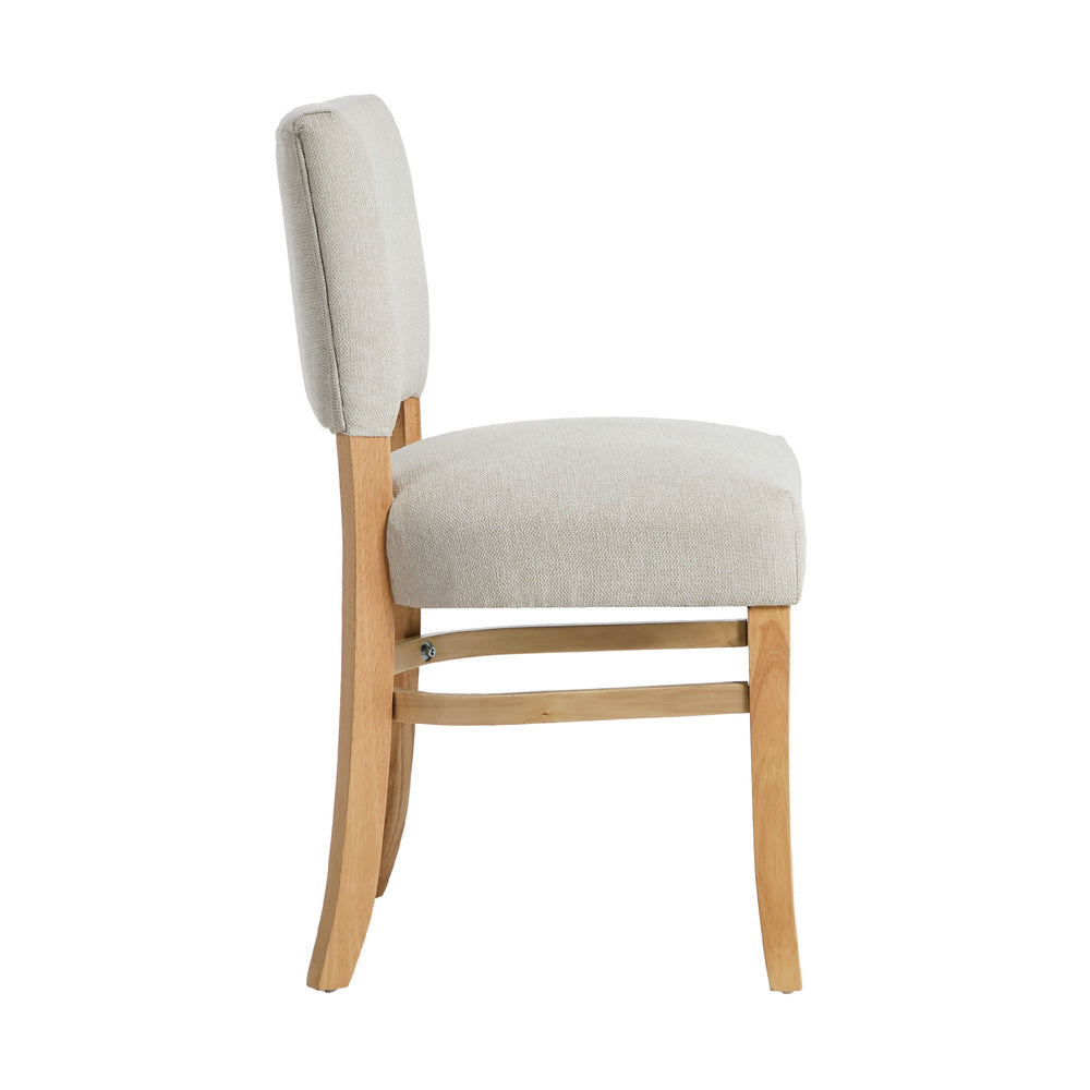 Beige Dining Chairs Rubberwood Set of 2 | Simpledeals