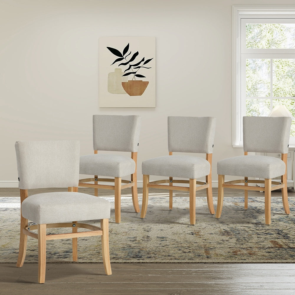 Dining Chairs Set of 4 Rubberwood Beige | Simpledeals